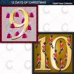 12 Days of Christmas Vignettes Digital Paper Collection image 6