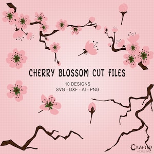 Sakura - Japanische Cherry Blossom Cut File Collection - svg/dxf/ai/png Dateien geeignet für Cricut, Silhouette, Lasercut und CNC-Fräsen