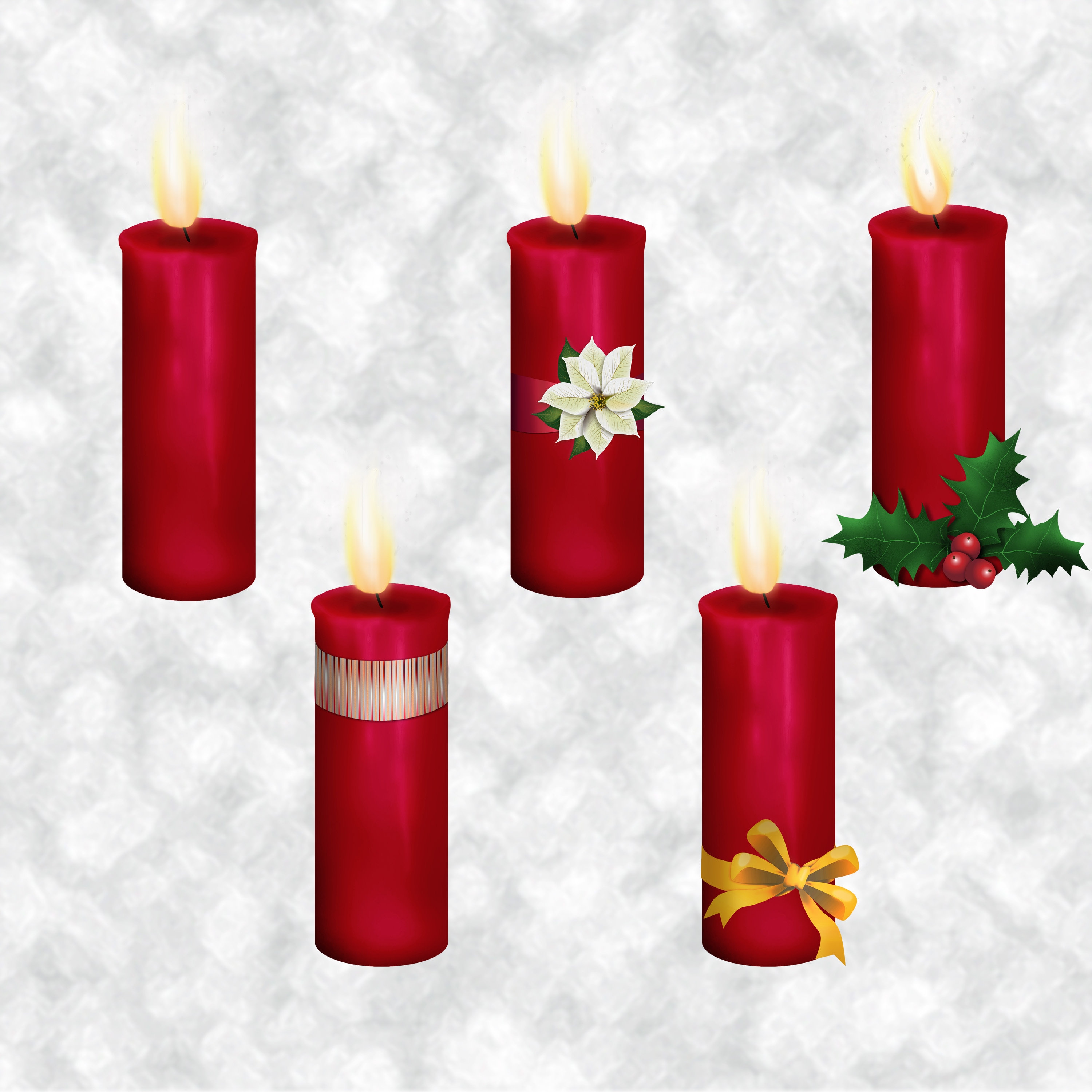 12 Red Christmas Candles Candle Clipart Collection Etsy