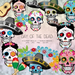 Sugar Skulls Day Of The Dead Clipart Kollektion