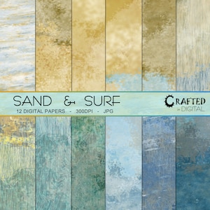 Sand and Surf - Beach, Ocean, Water Abstract Digital Backgrounds - Digital Paper Collection 12x12