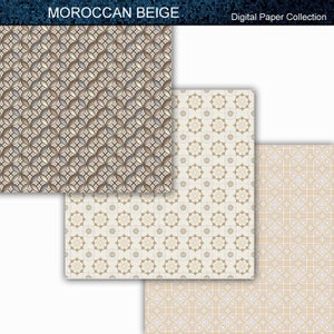 Moroccan Beige - Moroccan Tile Themed Digital Paper Collection 12x12 ...