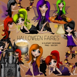 Halloween Fairies Clipart Collection