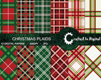 Christmas Plaids/Tartans - Digital Paper Collection 12x12