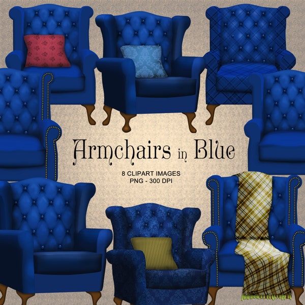 Blue Armchairs - Traditional Armchair Clipart Collection