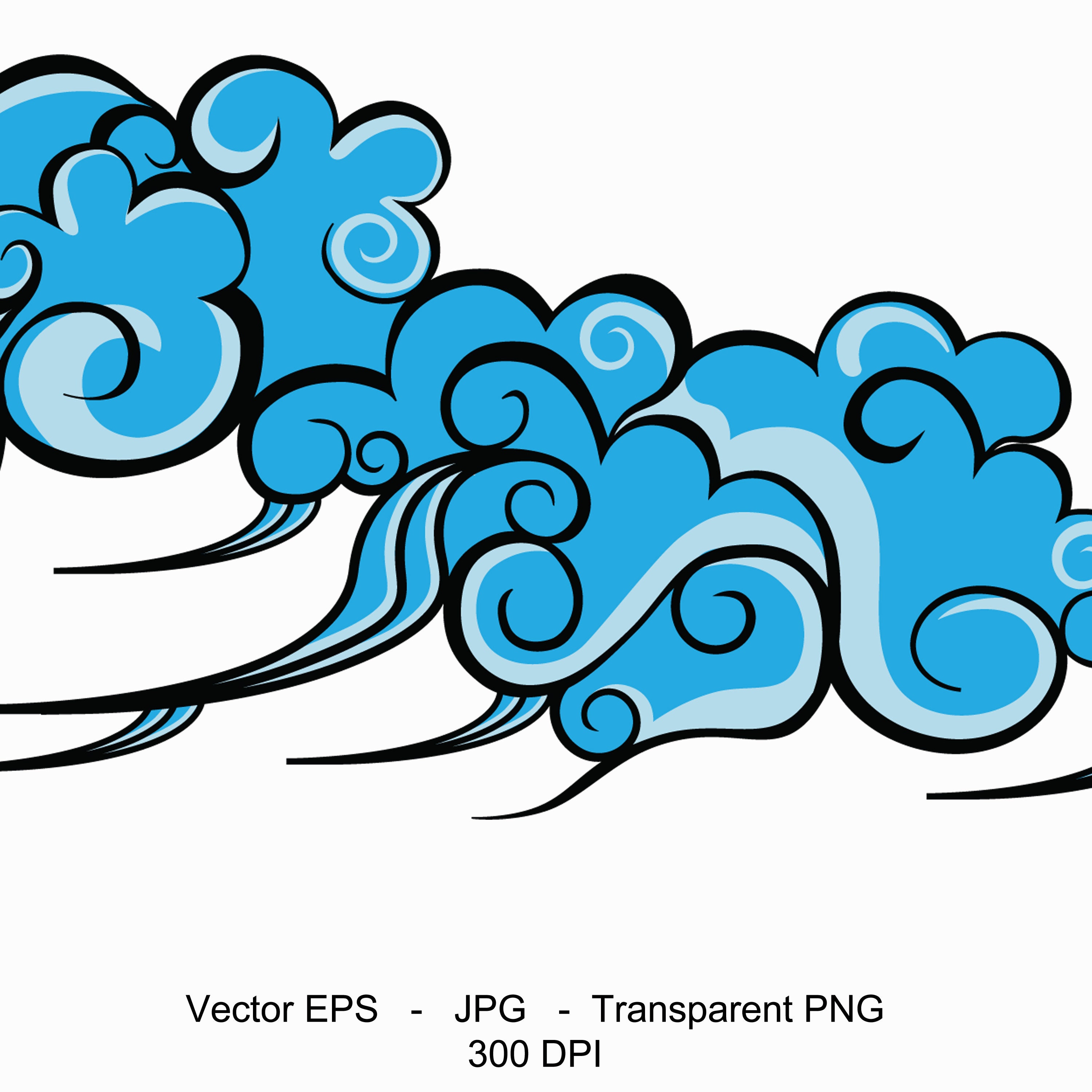 Blue Japanese Clouds Clipart Collection - Etsy
