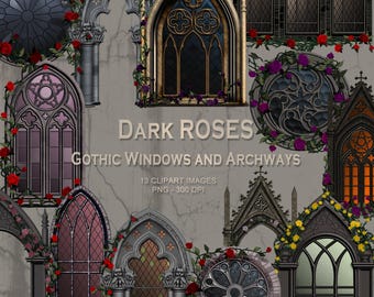 Dark Roses - Gothic Windows and Archways Clipart