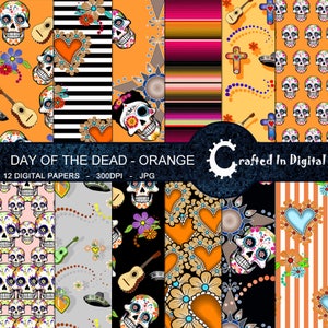 Tag der Toten Orange - Digital Paper Collection 12x12