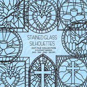 Stained Glass Silhouettes Cut File Collection (SVG/DXF/PNG)