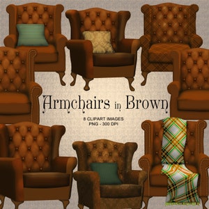 Brown Armchairs - Traditional Armchair Clipart Collection
