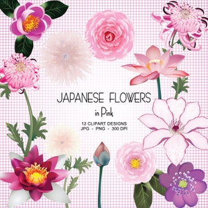 Collezione Clipart Fiore Giapponese Rosa