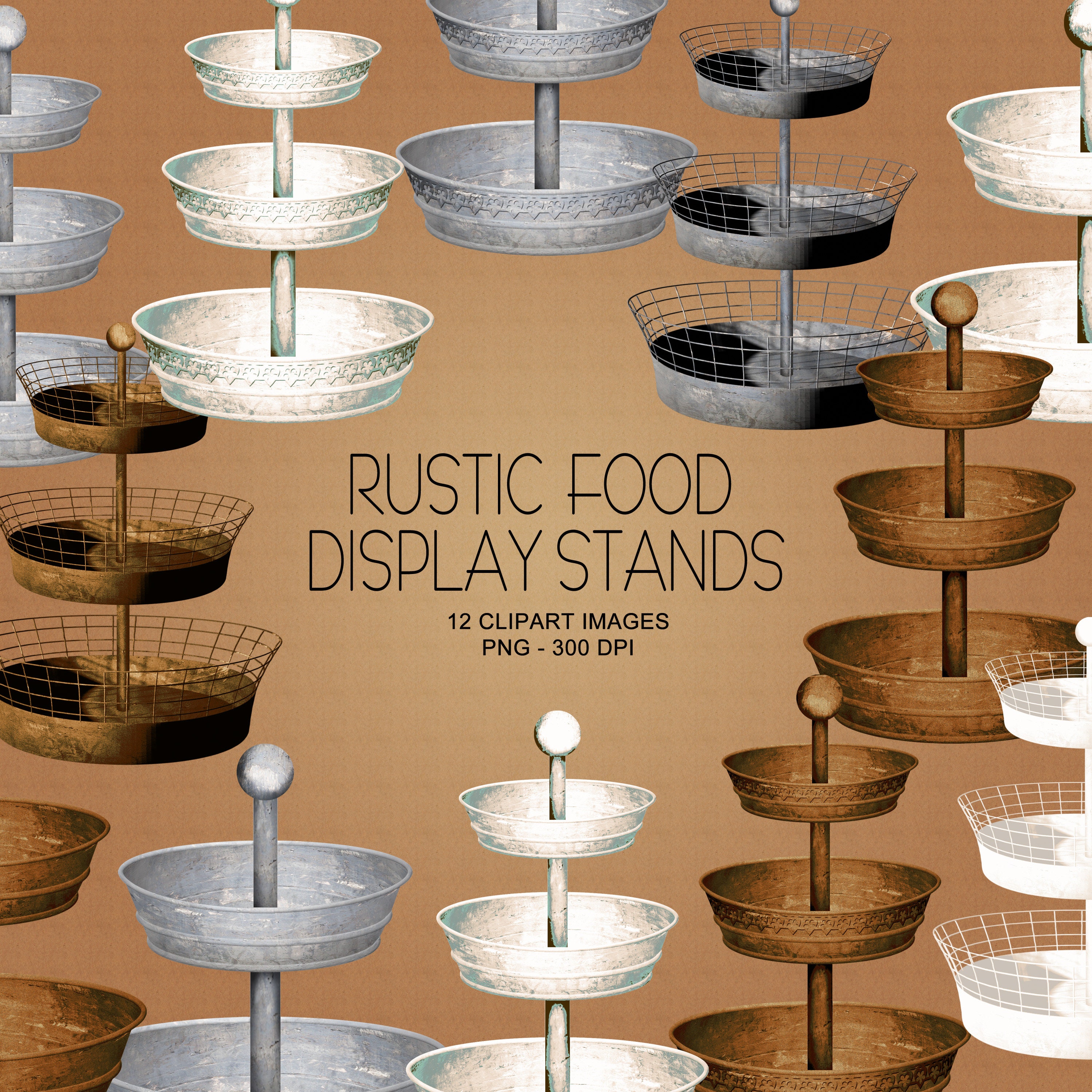 Rustic Food Display Stands Clipart Collection | Etsy