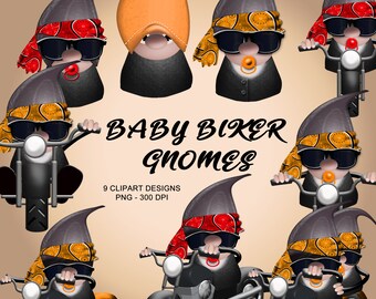 Baby Biker Gnomes - Clipart Collection