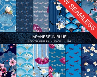 Japanese in Blue - SEAMLESS Digital Paper Collection 12x12