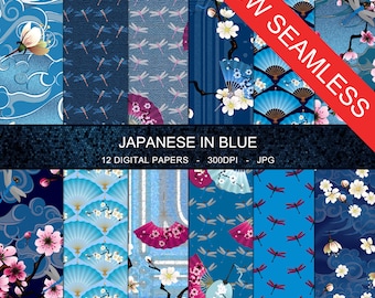 Japanese in Blue - SEAMLESS Digital Paper Collection 12x12