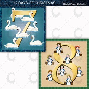 12 Days of Christmas Vignettes Digital Paper Collection image 5