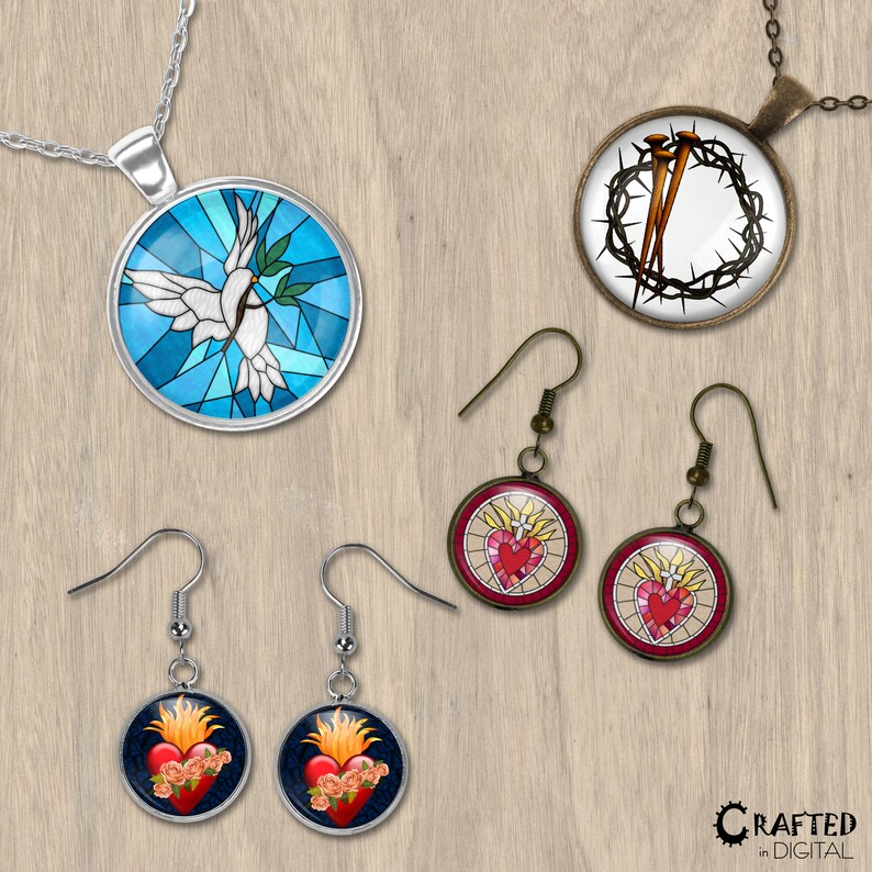 Religious Hearts & Stained Glass Images: Christian Collage Sheets (Digital Download) image 4