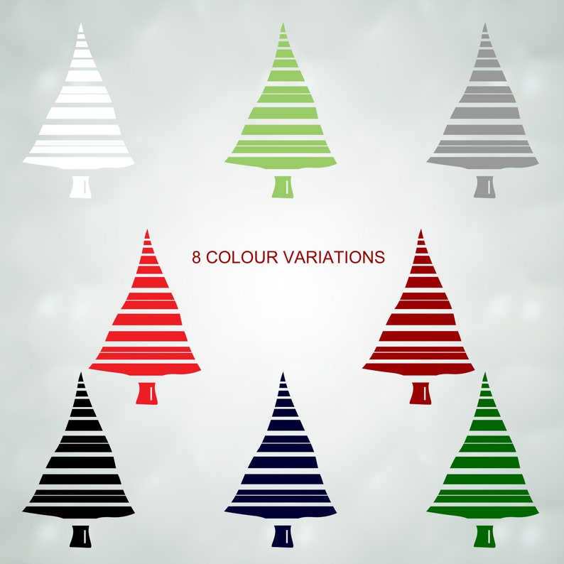 80 Modern Christmas Tree Silhouettes Clipart Collection image 3