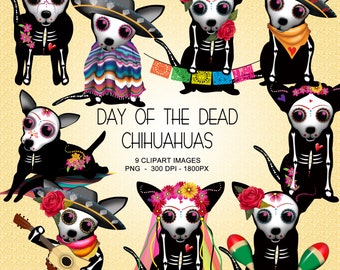 Day Of The Dead Chihuahuas Clipart Collection