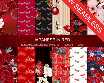 Japanese in Red - SEAMLESS Digital Paper Collection 12x12