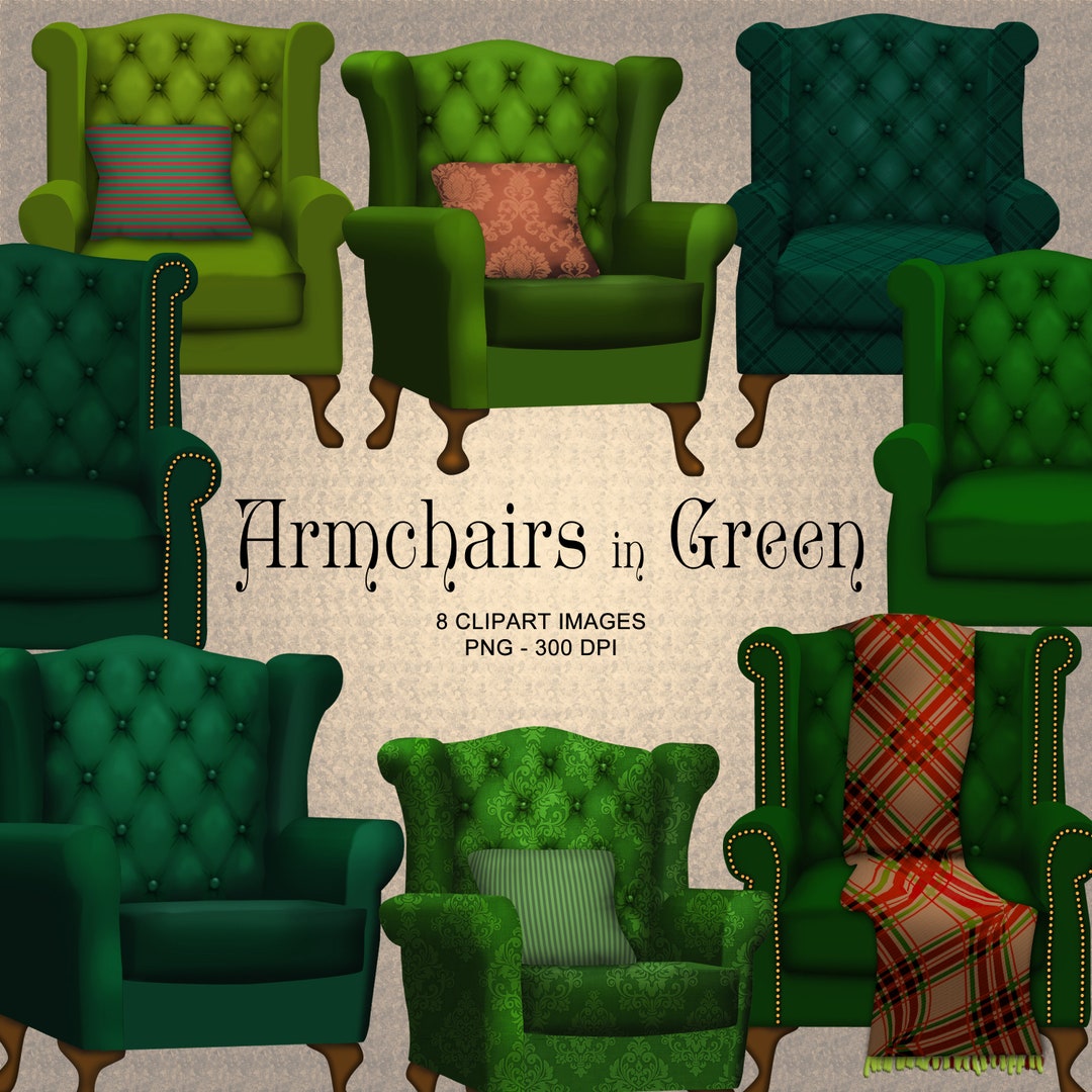 Green Armchairs Traditional Armchair Clipart Collection Etsy