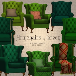 Green Armchairs - Traditional Armchair Clipart Collection