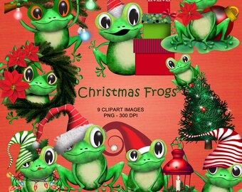 Christmas Frogs - Clipart Collection