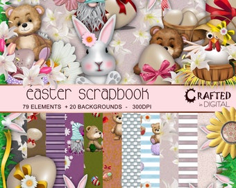 Ostern Scrapbook Collection - 79 Osterelemente + 20 Hintergründe
