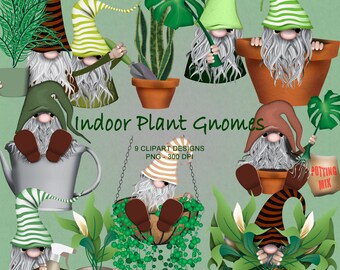 Indoor Plant Gnomes - Clipart Collection