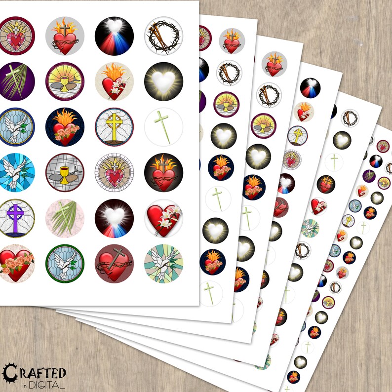 Religious Hearts & Stained Glass Images: Christian Collage Sheets (Digital Download) image 2
