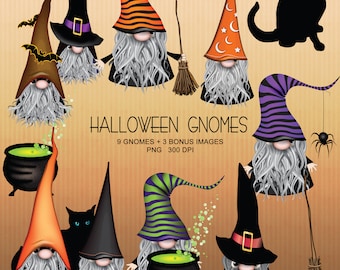 Halloween Gnomes - Cute Halloween Clipart Collection