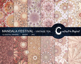 Mandala Festival in Vintage Tea - Digital Paper Collection 12x12