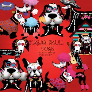 Sugar Skull Dogs - Clipart du Jour du Chien Mort