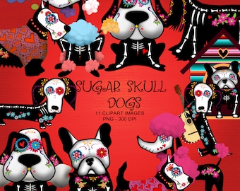 Sugar Skull Dogs - Day Of The Dead Dog Clipart