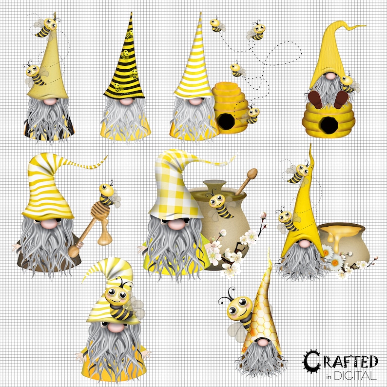 Download Honey Bees & Gnomes Spring Clipart Collection | Etsy