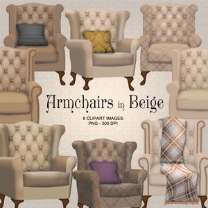 Beige Armchairs - Traditional Armchair Clipart Collection