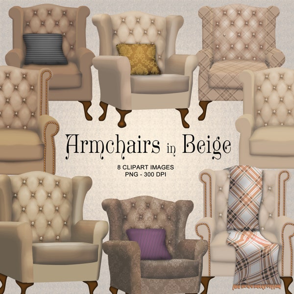 Beige Sessel - Traditionelle Sessel Clipart Kollektion