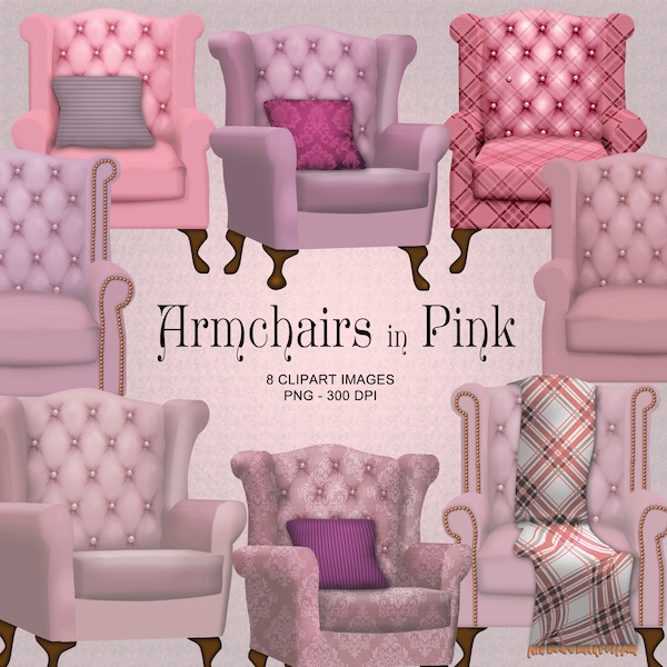 Pinke Sessel - Traditionelle Sessel Clipart Kollektion