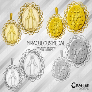 Miraculous Medal in Gold and Silver - Christian Religions Clipart Collection