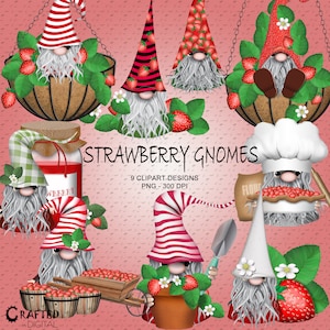 Gnomes fraises - Collection Summer Clipart