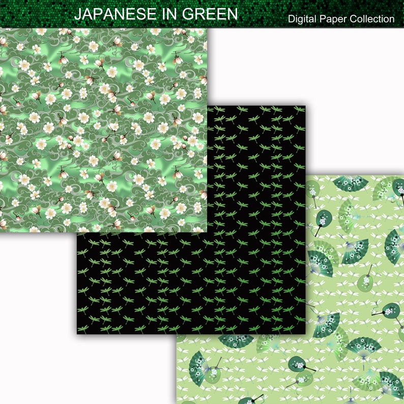 Japonais en vert SEAMLESS Digital Paper Collection image 4