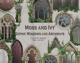 Moss and Ivy - Gothic Windows and Archways Clipart