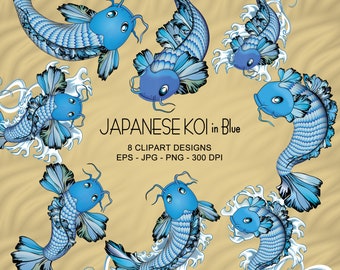 Clipart Koi japonés - Azul