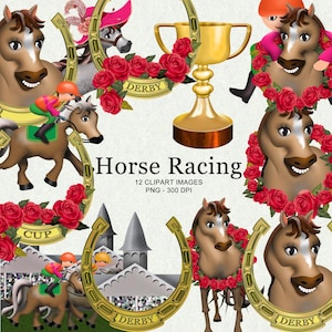 Horse Racing Clipart: Derby & Cup Day Graphics (Digital Download)