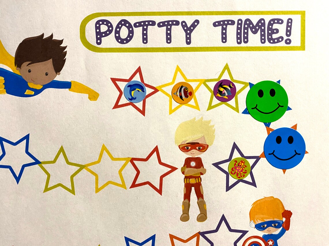 Super Hero Potty Chart for Boys Instant Download Sticker Reward Chart ...