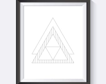 Triangle Print, Geometric Print, Geometric Wall Art, Line Art, Geometric, Minimalist,  Digital Print Wall Art, PDF