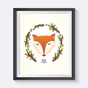 Fox Wall Art, Nursery Wall Art, Kids Wall Art, Cute Art, Girls Room, Boys Room, Nursery Art, Panda, Digital Print Wall Art