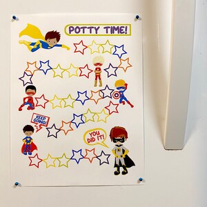 Super Hero Potty Chart for Boys Instant Download Sticker Reward Chart ...