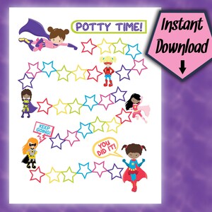 Superheld potjesschema voor meisjes | Direct downloaden | Stickerbeloningsgrafiek