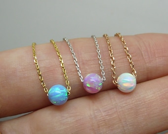Opal necklace, Opal jewelry, Dainty opal bead, Minimalist necklace, Everyday necklace, Dainty jewelry, Layering necklace